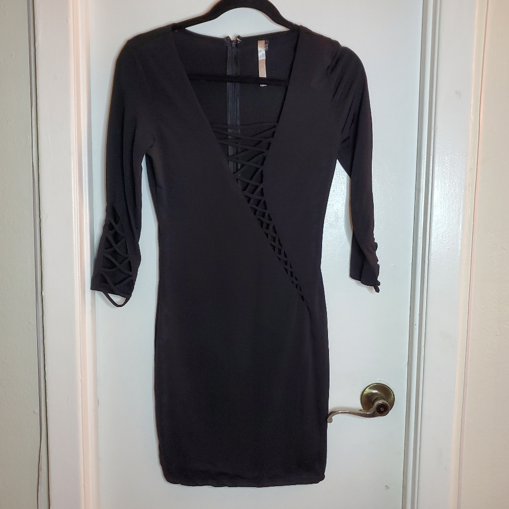 Black long sleeve cut out dress